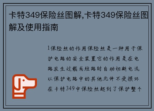 卡特349保险丝图解,卡特349保险丝图解及使用指南