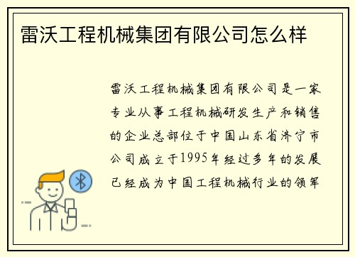 雷沃工程机械集团有限公司怎么样